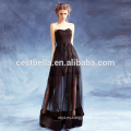 Damas Sexy elegante volante corto frente largo espalda negro Prom vestidos de fiesta